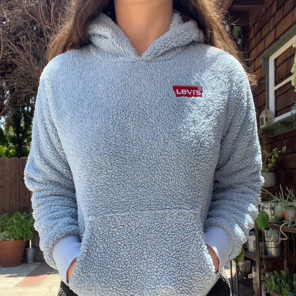 Levi’s vintage blue sherpa hoodie juniors Large